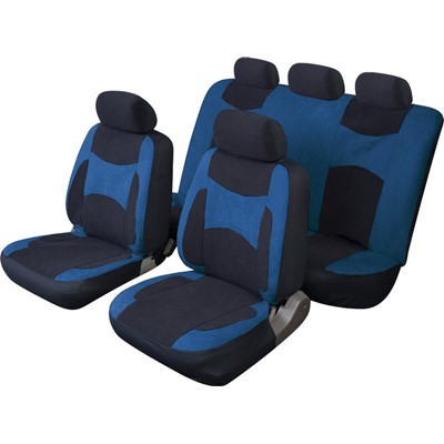 Escape - Standard Full Set - Black/Blue - Velour Car Seat Covers